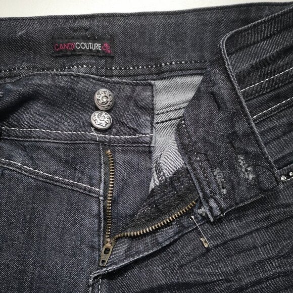 Candy Couture Ladies Size 9 Dark Wash Straight Legs Blue Jeans - Picture 8 of 14